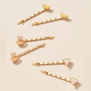 🆕 Anthropologie Frasier Sterling mixed fruit bobby pins, set of 6